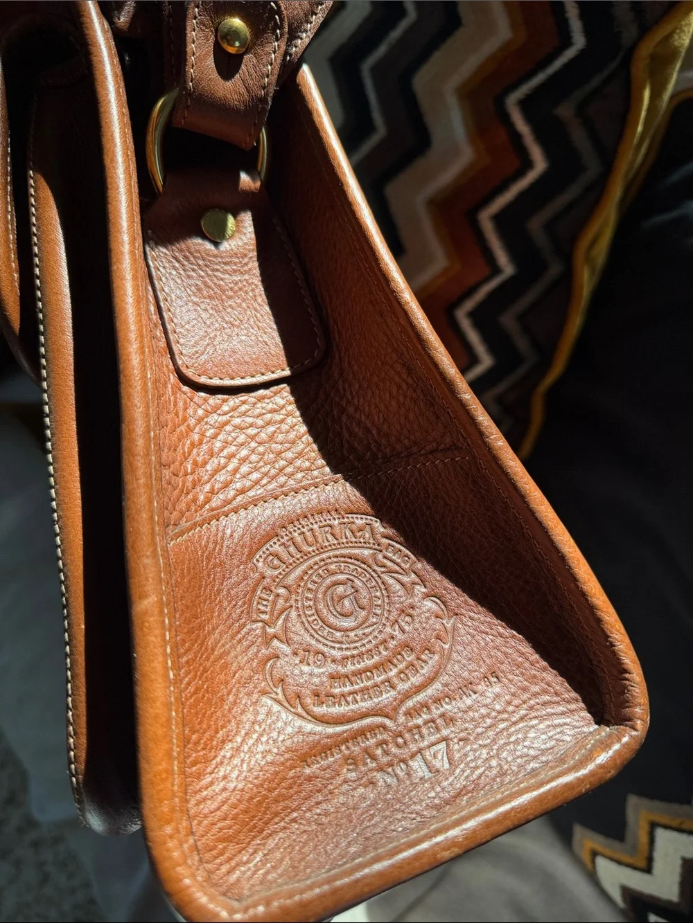 Ghurka Vintage Chestnut Luxury Leather Men’s Briefcase Shoulder Bag